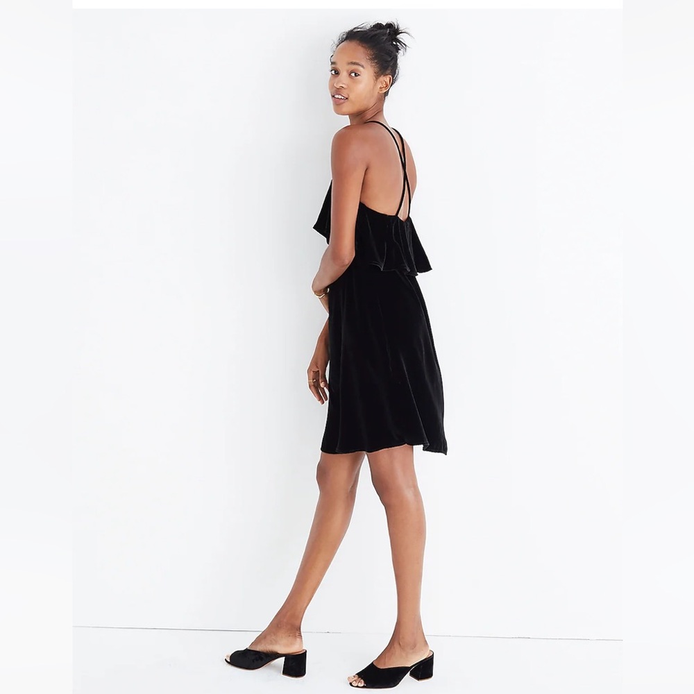 Madewell velvet ruffle mini dress size xs